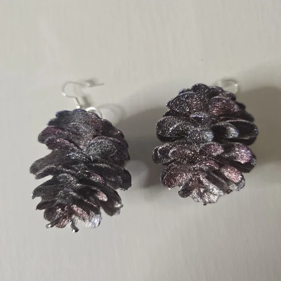 HANDCRAFTED Pinecorn Pierced Earrings HANDPAINTED Holiday Jewelry Accessories - Picture 7 of 15